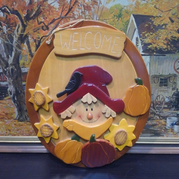 🌻 🎃 Welcome Sign 🔥 Vintage Hanging Wooden Art 🏠 Home Decor Fall 💎 Autumn 🍁 - Picture 1 of 9